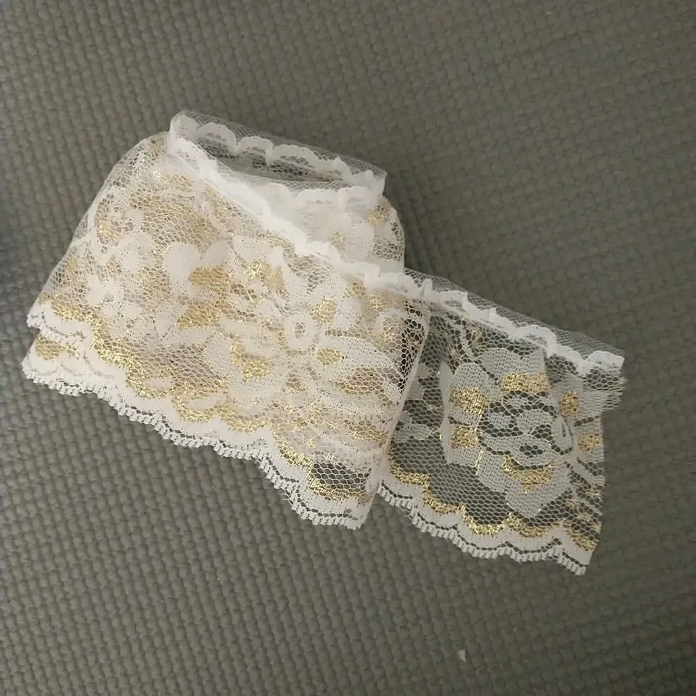 Vtg 7x Lot of Lace Trim White Cream Gold Various Lengths Sewing Craft